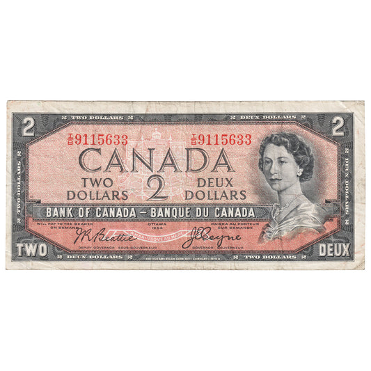 BC-38a 1954 Canada $2 Beattie-Coyne, I/B, F-VF