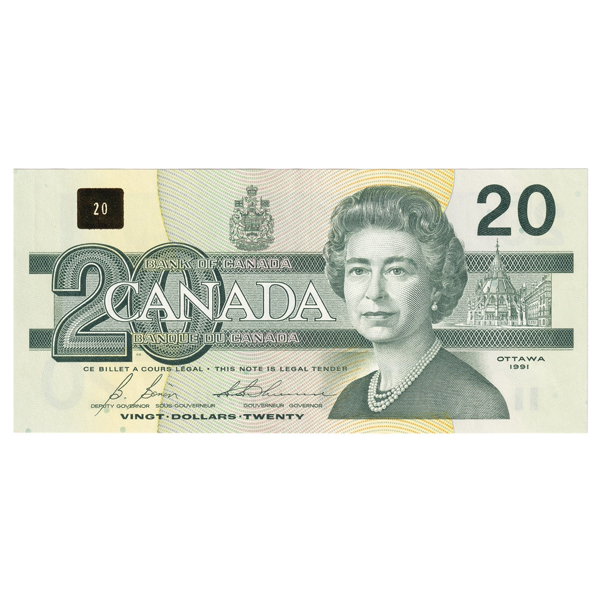 BC-58b 1991 Canada $20 Bonin-Thiessen, EVE, AU-UNC (AU55)