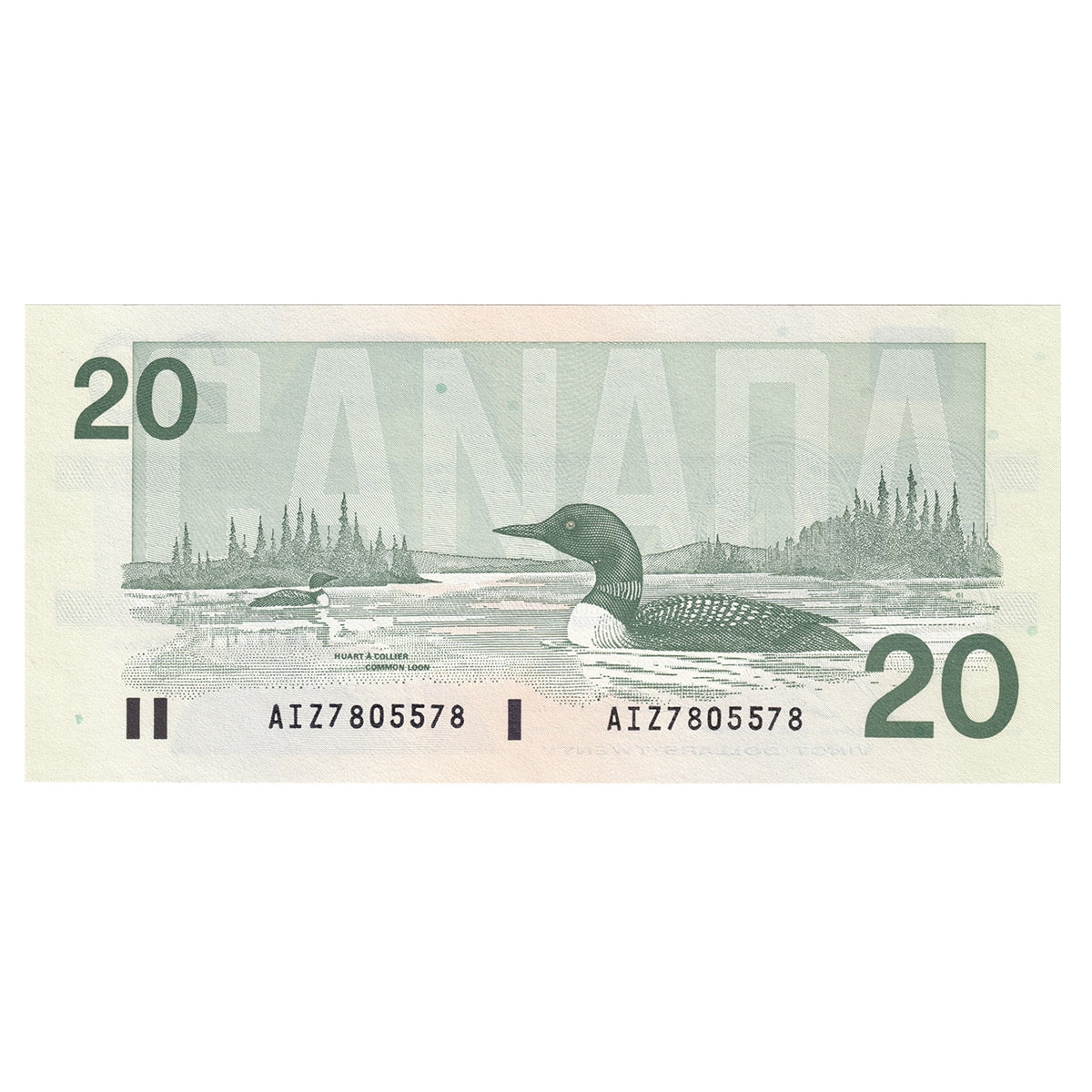 BC-58b-i 1991 Canada $20 Bonin-Thiessen, AIZ, Choice Uncirculated (CUNC63)