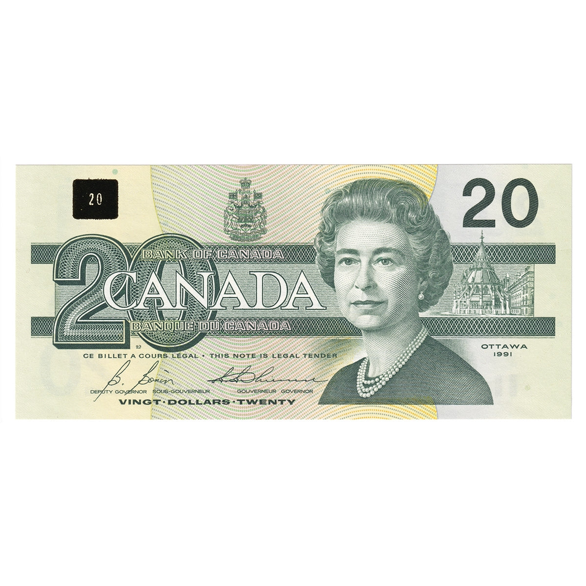 BC-58b-i 1991 Canada $20 Bonin-Thiessen, ASC, CUNC