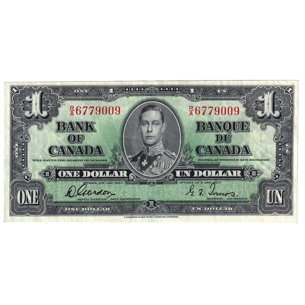 BC-21c 1937 Canada $1 Gordon-Towers, R/A, VF-EF (VF30)