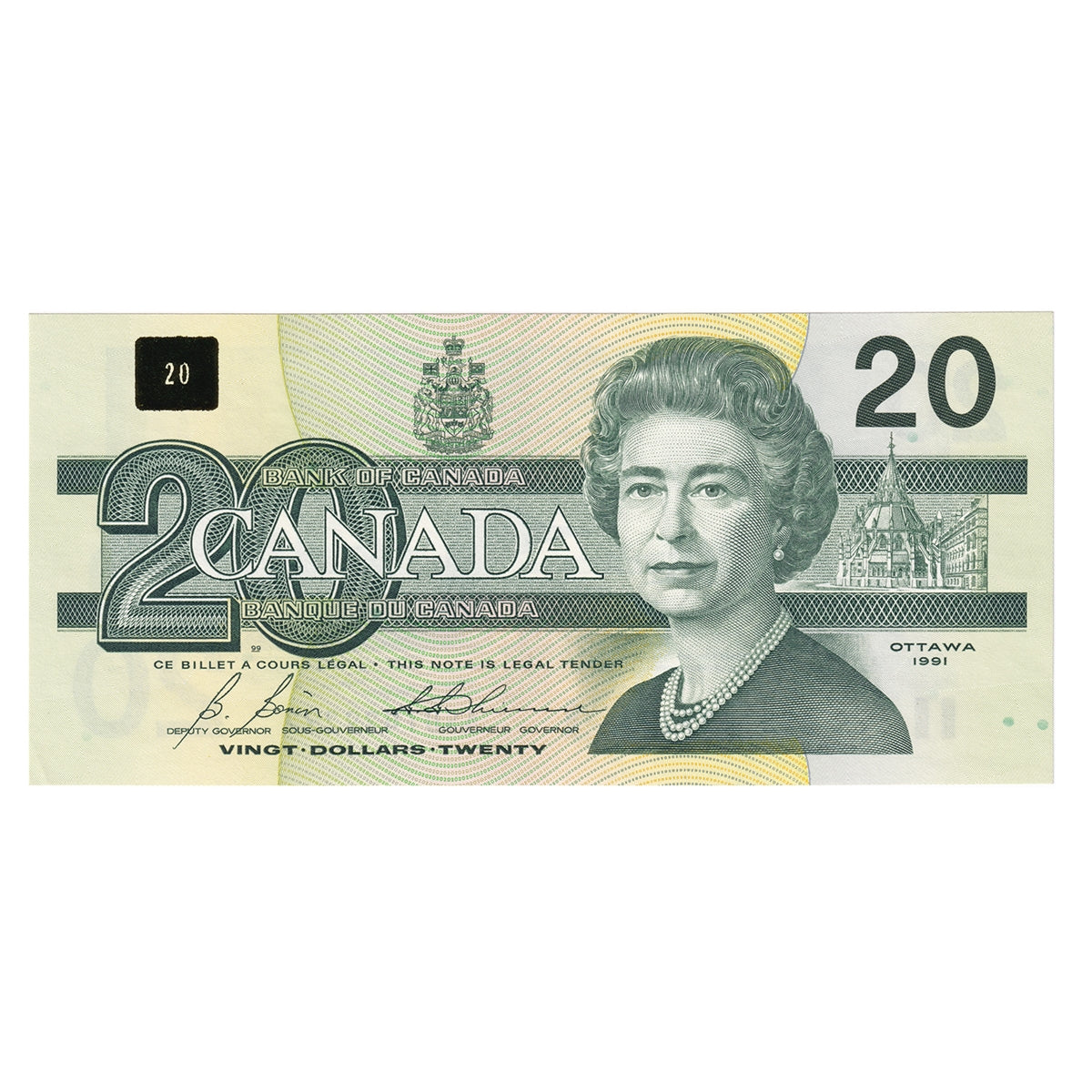 BC-58b-i 1991 Canada $20 Bonin-Thiessen, ASD, Uncirculated (MS60)