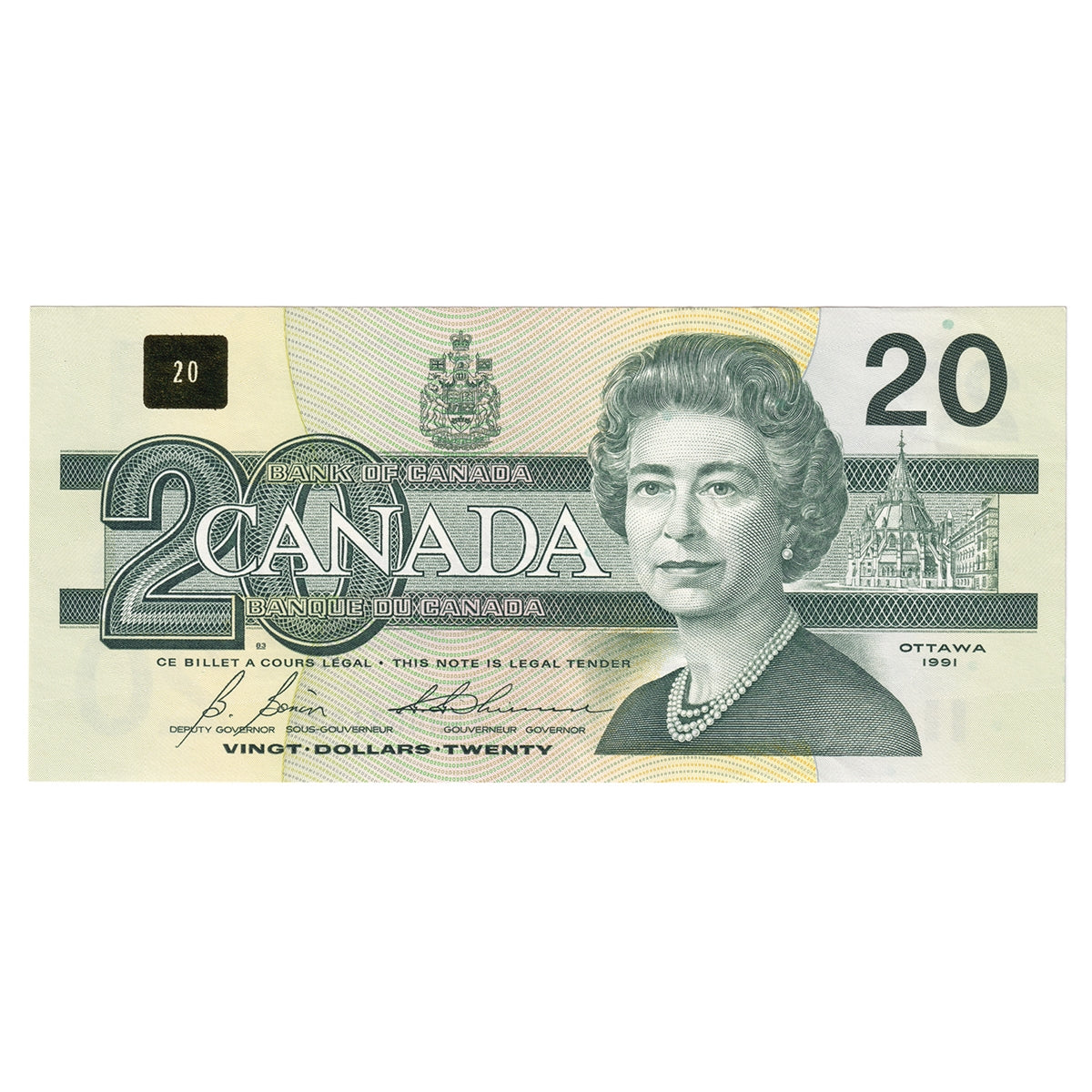 BC-58b-i 1991 Canada $20 Bonin-Thiessen, ASH, AU-UNC (AU55)