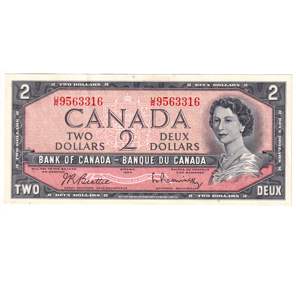 BC-38b 1954 Canada $2 Beattie-Rasminsky, U/R, Extra Fine (EF40)