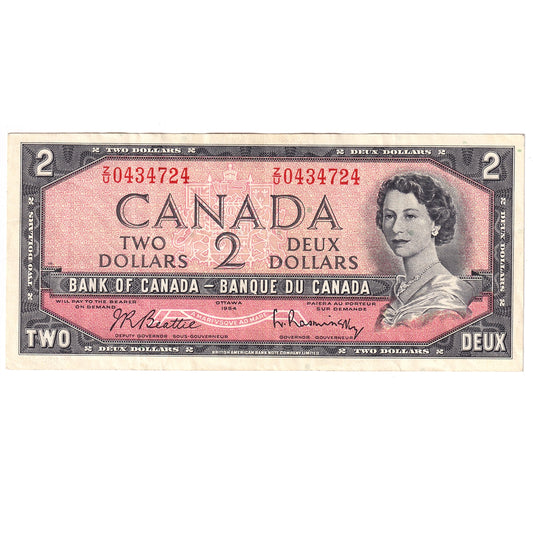 BC-38b 1954 Canada $2 Beattie-Rasminsky, Z/U, Very Fine (VF20)