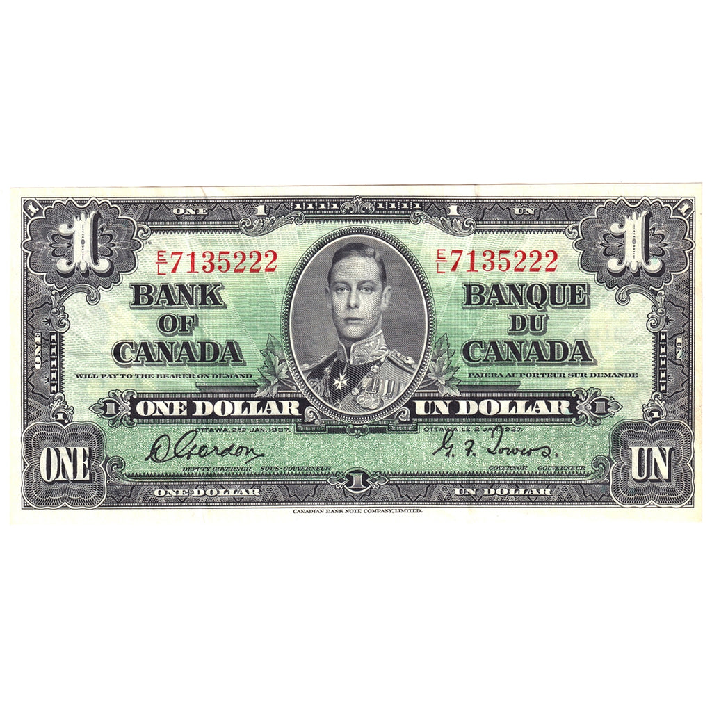 BC-21c 1937 Canada $1 Gordon-Towers, E/L, Extra Fine (EF40)