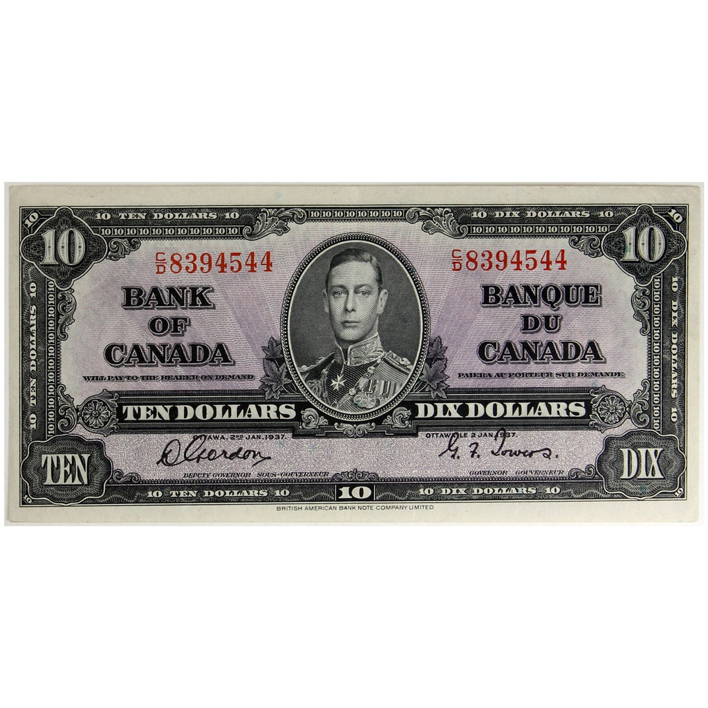 BC-24b 1937 Canada $10 Gordon-Towers, C/D, VF-EF (VF30)