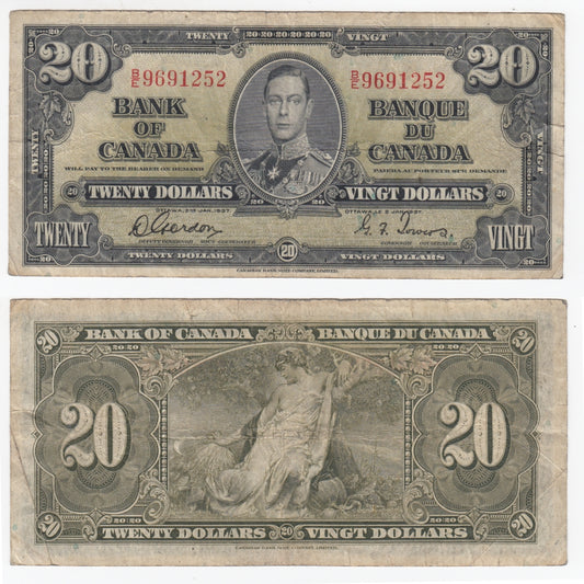BC-25b 1937 Canada $20 Gordon-Towers, B/E, F