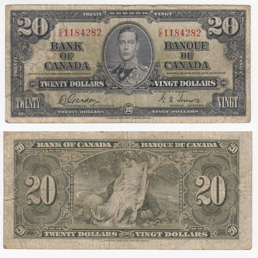BC-25b 1937 Canada $20 Gordon-Towers, C/E, F