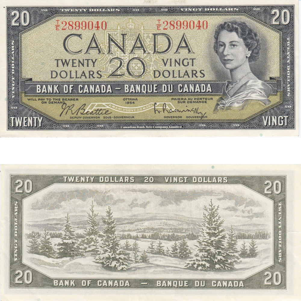 BC-41b 1954 Canada $20 Beattie-Rasminsky, T/E, EF-AU (EF45)