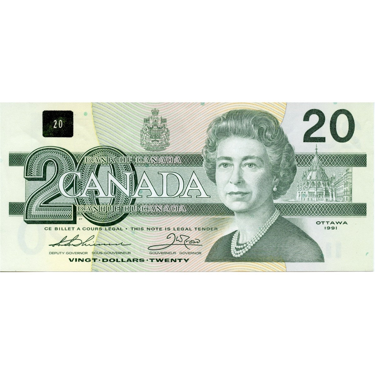 BC-58a-i 1991 Canada $20 Thiessen-Crow, EIK, Almost Uncirculated (AU50)