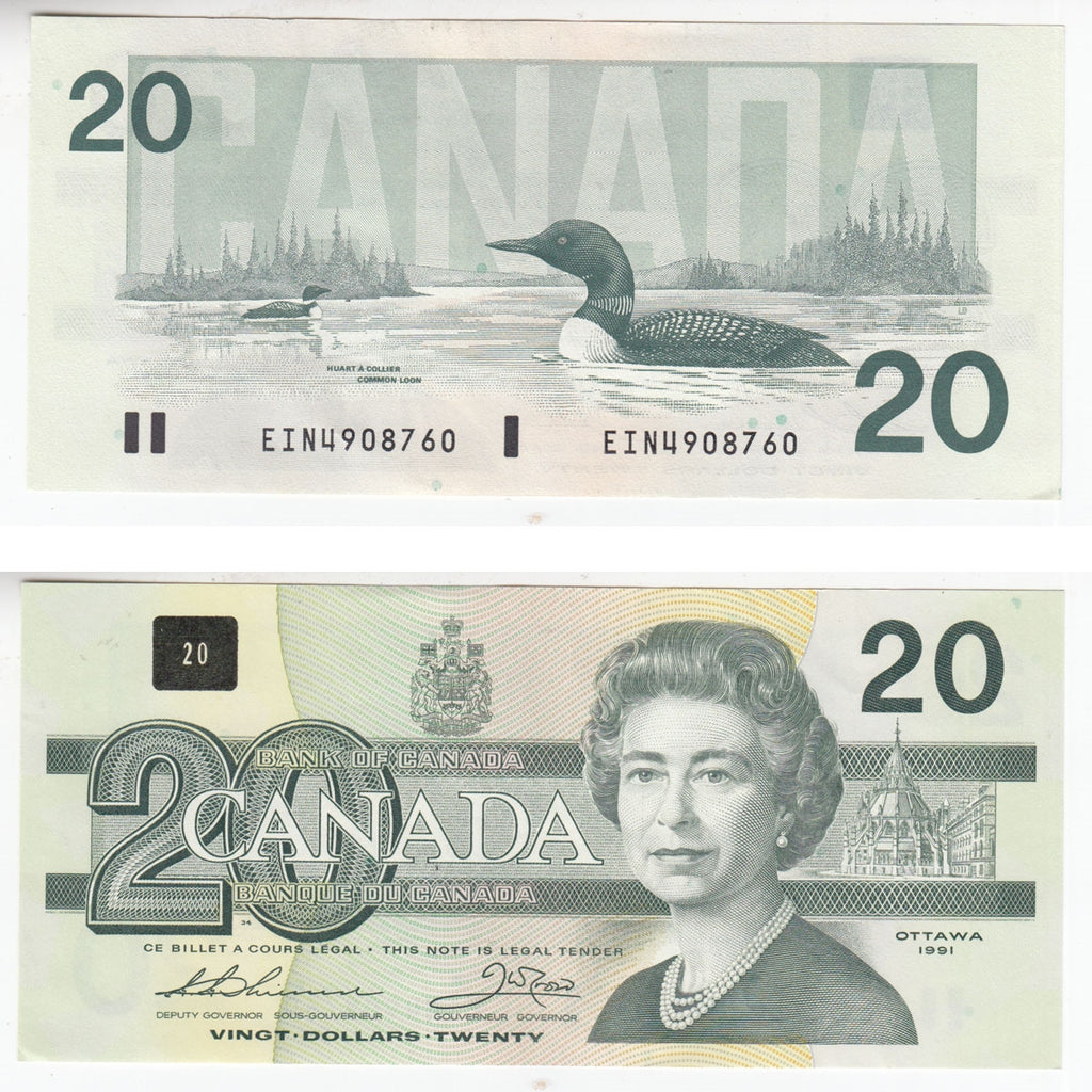 BC-58a-i 1991 Canada $20 Thiessen-Crow, EIN, AU-UNC (AU55)
