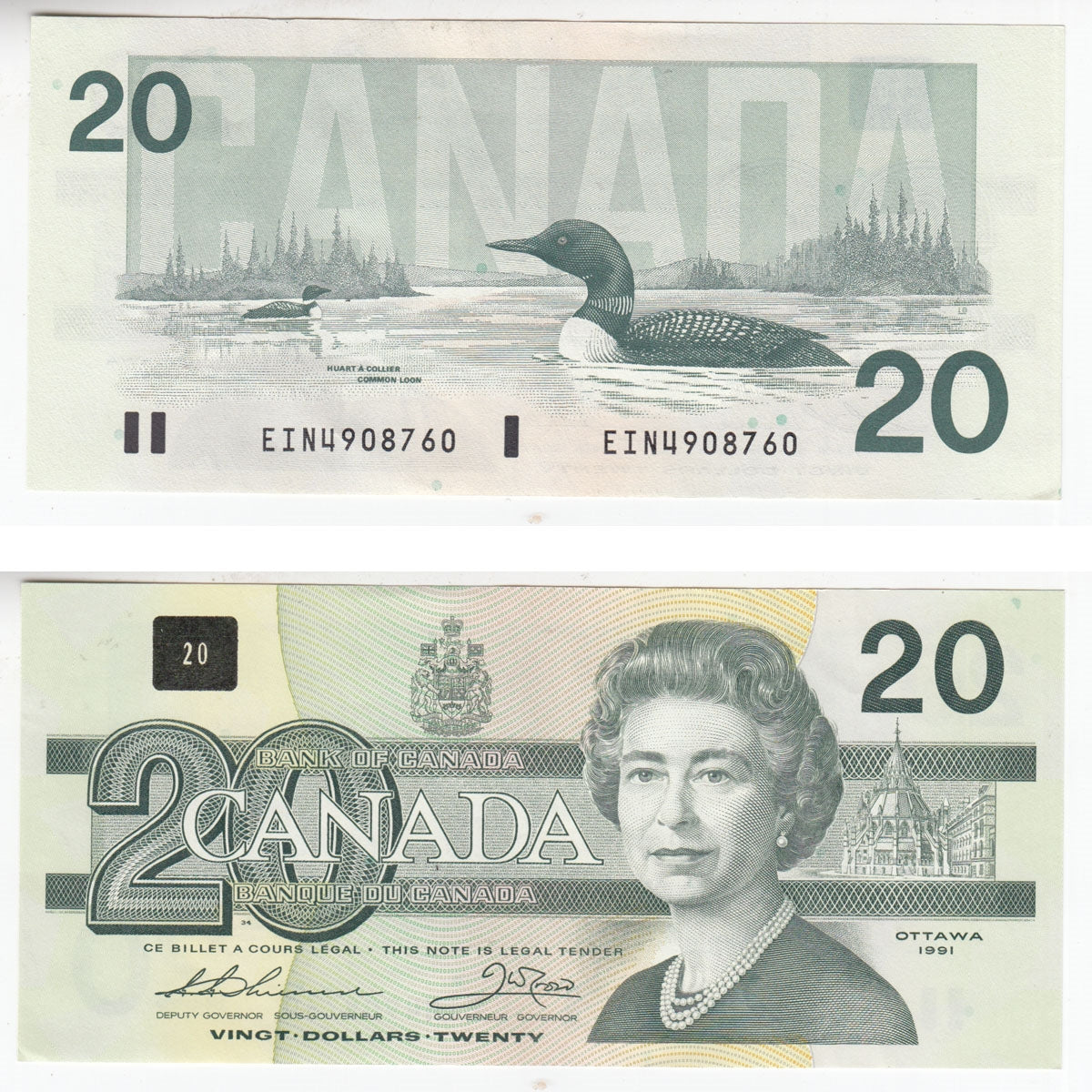 BC-58a-i 1991 Canada $20 Thiessen-Crow, EIN, AU-UNC (AU55)