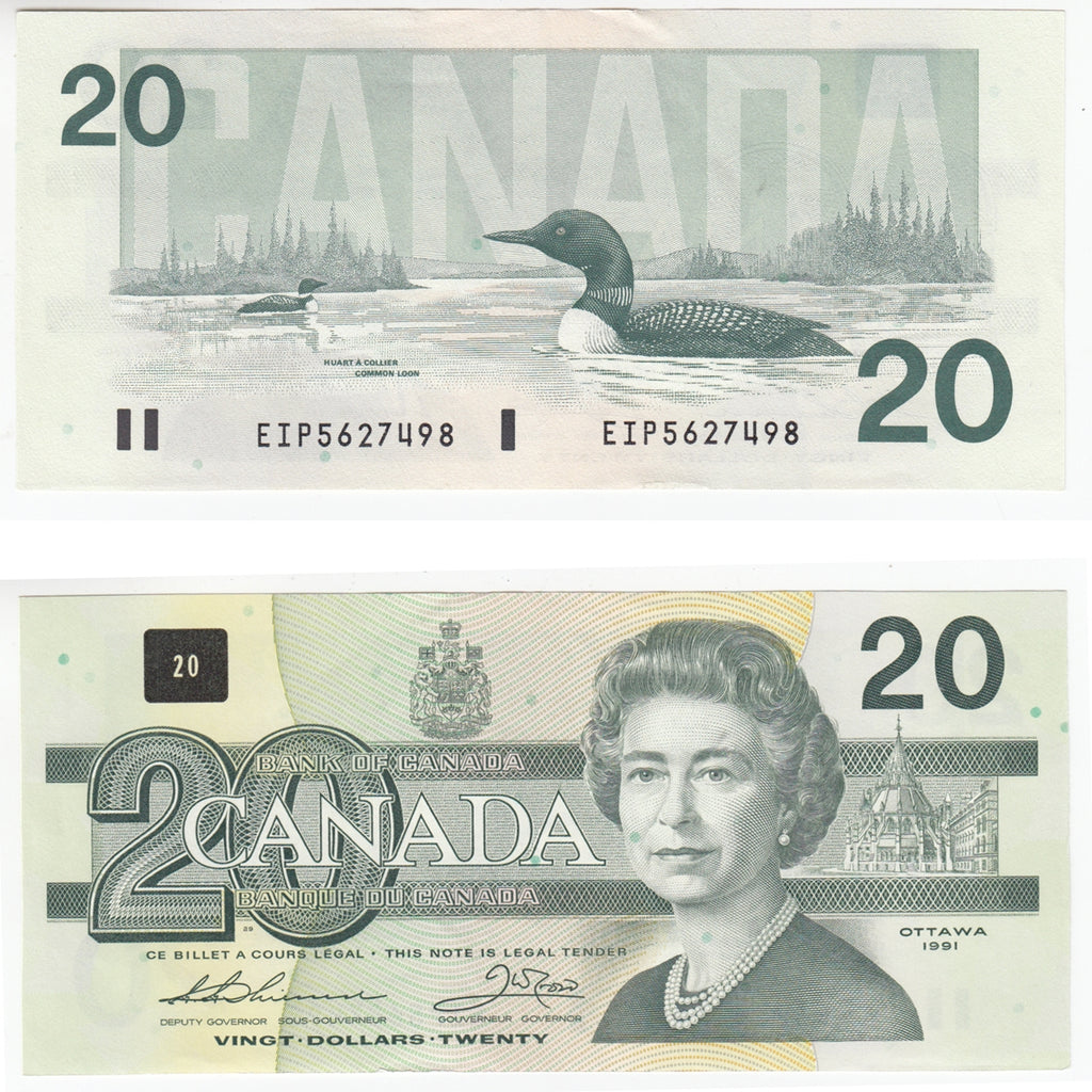 BC-58a-i 1991 Canada $20 Thiessen-Crow, EIP, Almost Uncirculated (AU50)