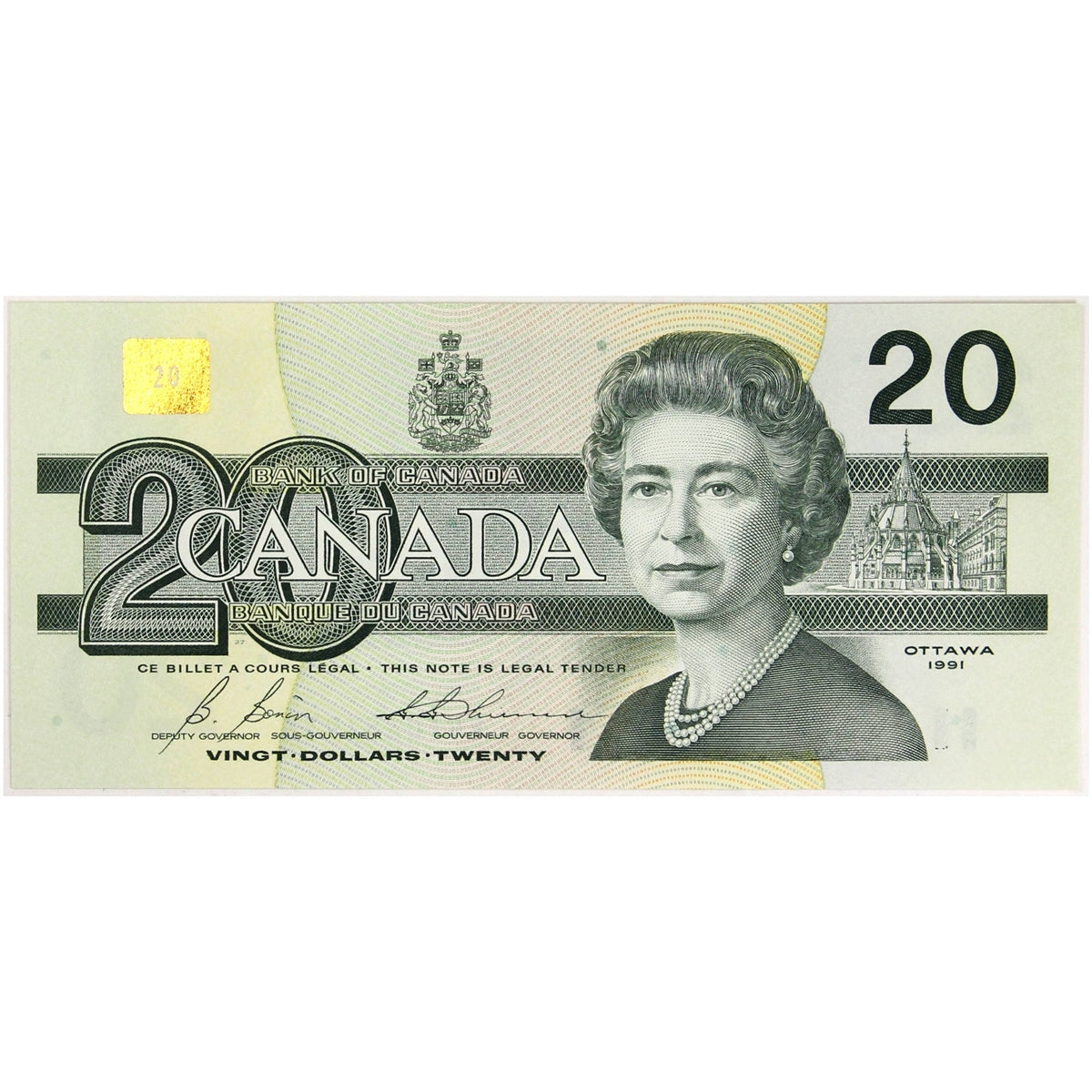 BC-58b 1991 Canada $20 Bonin-Thiessen, EVT, AU-UNC (AU55)