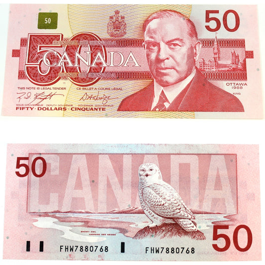 BC-59d 1988 Canada $50 Knight-Dodge, FHW, Circ