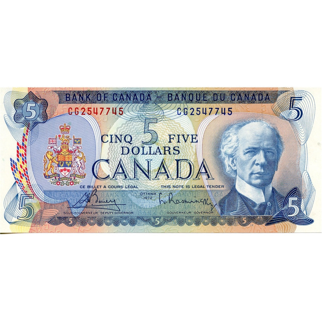 BC-48a 1972 Canada $5 Bouey-Rasminsky, CG, Choice Uncirculated (CUNC63)