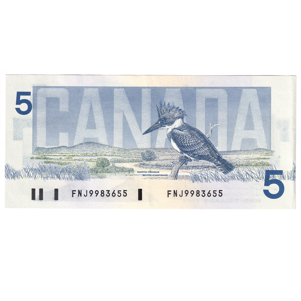 BC-56b 1986 Canada $5 Thiessen-Crow, FNJ, Almost Uncirculated (AU50)