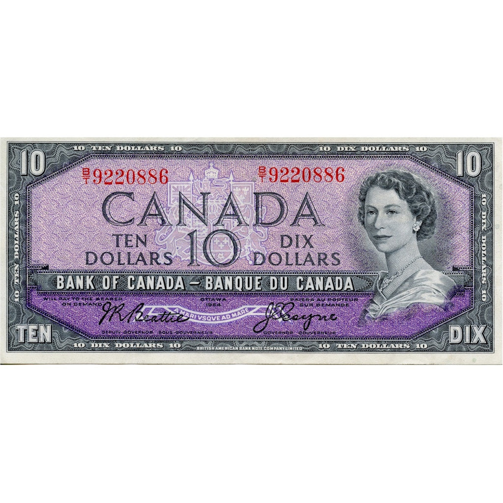 BC-40a 1954 Canada $10 Beattie-Coyne, B/T, VF-EF (VF30)