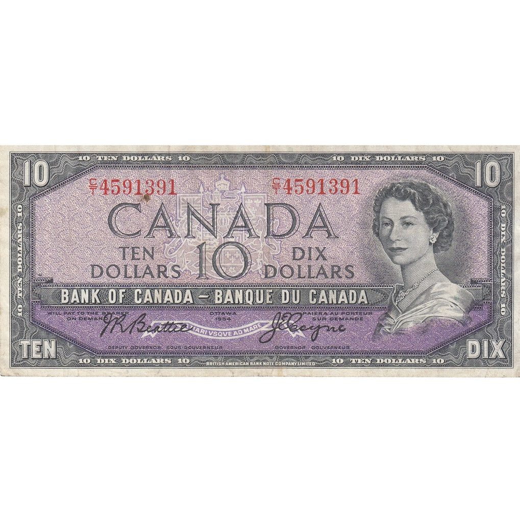 BC-40a 1954 Canada $10 Beattie-Coyne, C/T, VF