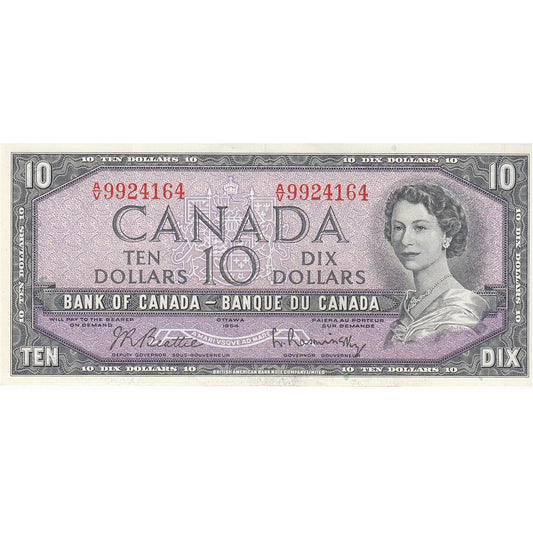 BC-40b 1954 Canada $10 Beattie-Rasminsky, A/V, VF-EF (VF30)