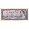 BC-40b 1954 Canada $10 Beattie-Rasminsky, P/V, F-VF (F15)