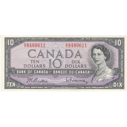 BC-40b 1954 Canada $10 Beattie-Rasminsky, S/V, EF