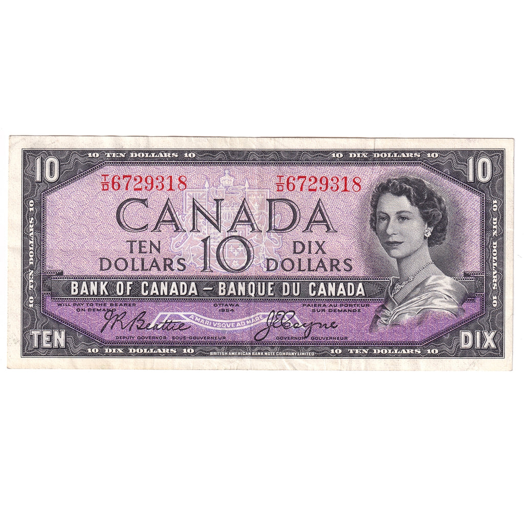BC-40a 1954 Canada $10 Beattie-Coyne, T/D, VF-EF (VF30)