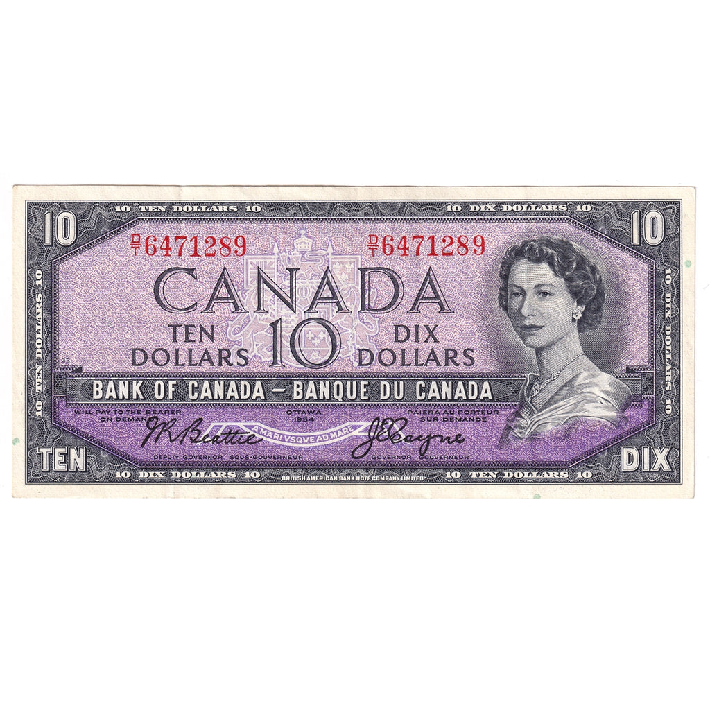 BC-40a 1954 Canada $10 Beattie-Coyne, D/T, VF-EF (VF30)