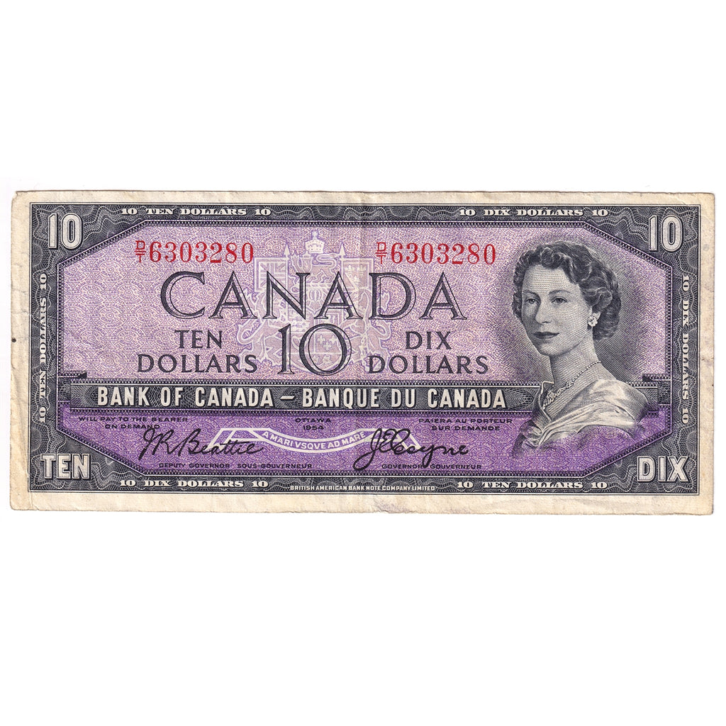 BC-40a 1954 Canada $10 Beattie-Coyne, D/T, Very Fine (VF20)