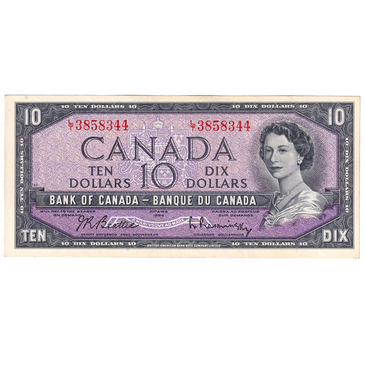 BC-40b 1954 Canada $10 Beattie-Rasminsky, L/T, AU
