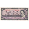 BC-40b 1954 Canada $10 Beattie-Rasminsky, Y/T, Fine (F12)