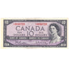 BC-40b 1954 Canada $10 Beattie-Rasminsky, L/V, Almost Uncirculated (AU50)