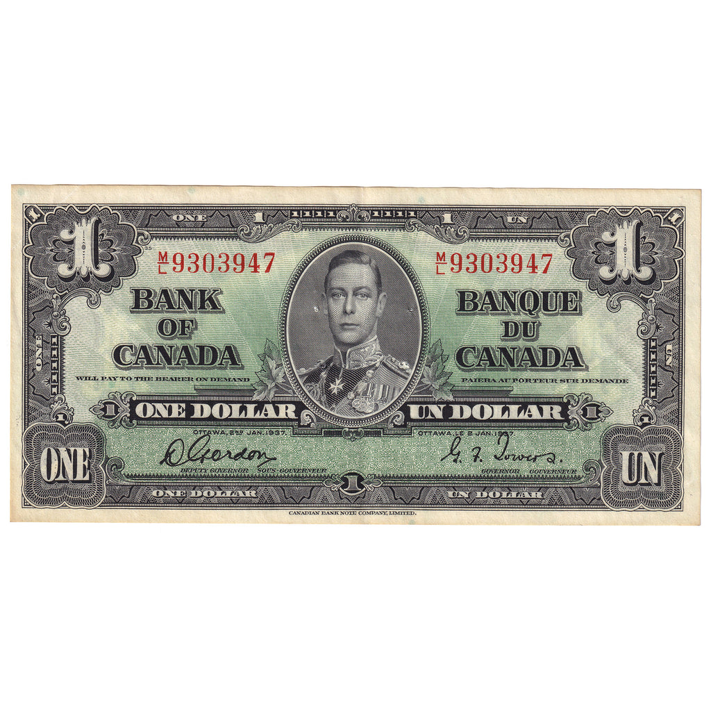 BC-21c 1937 Canada $1 Gordon-Towers, M/L, EF-AU (EF45)