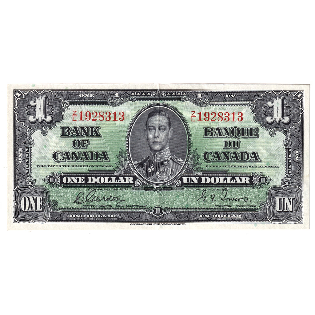 BC-21c 1937 Canada $1 Gordon-Towers, Z/L, EF-AU (EF45)