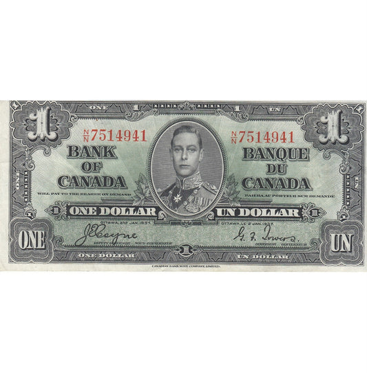 BC-21d 1937 Canada $1 Coyne-Towers, N/N, VF-EF