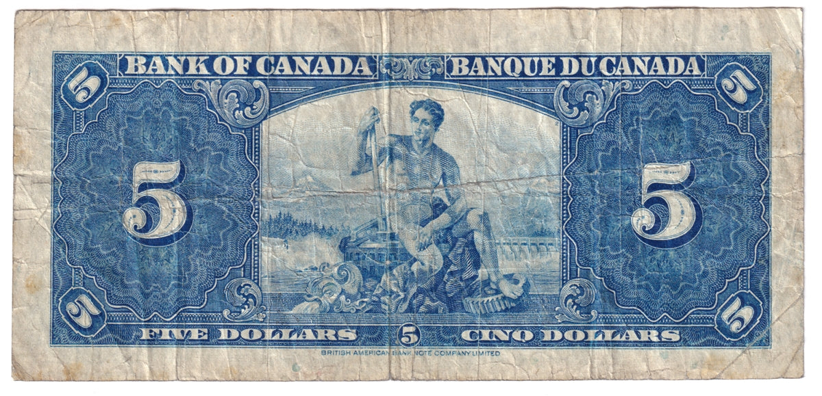 BC-23b 1937 Canada $5 Gordon-Towers, H/C, VG-F (VG10)