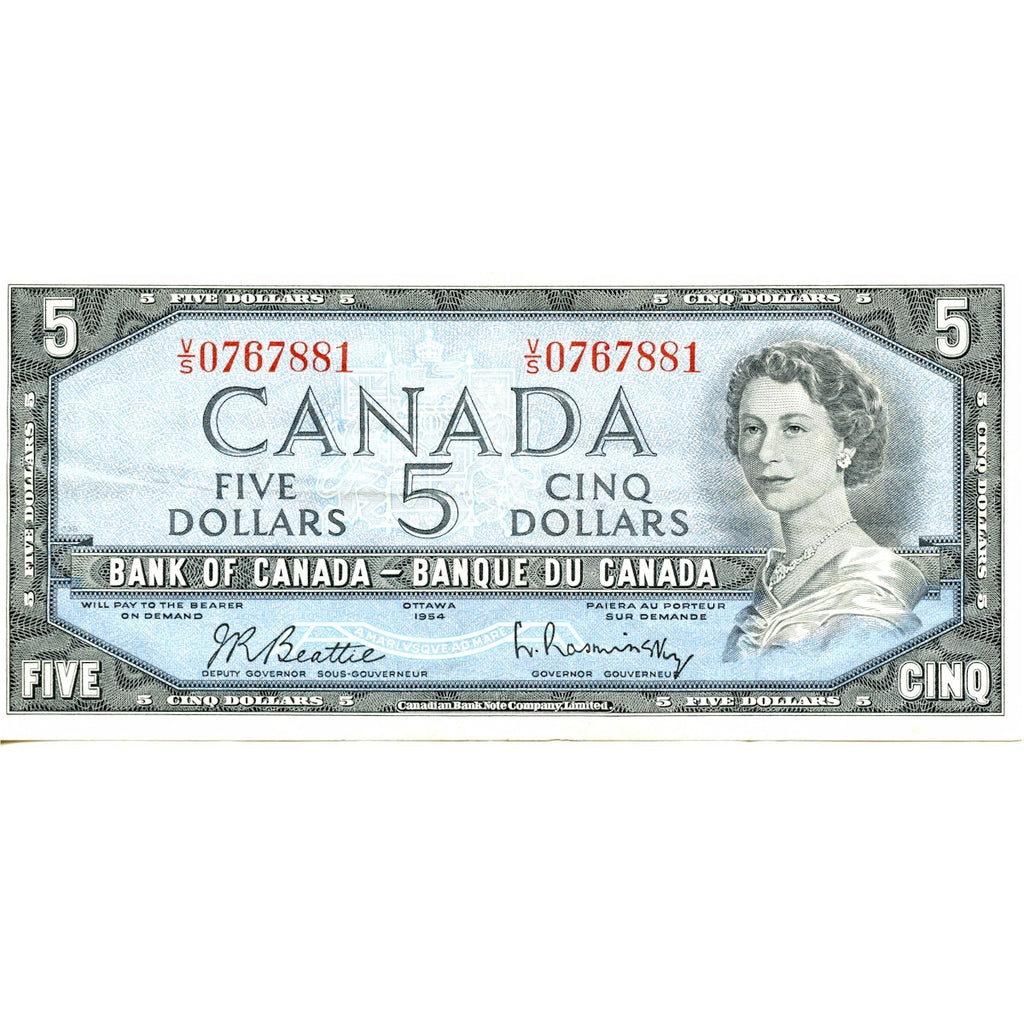 BC-39b 1954 Canada $5 Beattie-Rasminsky, V/S, Very Fine (VF20)