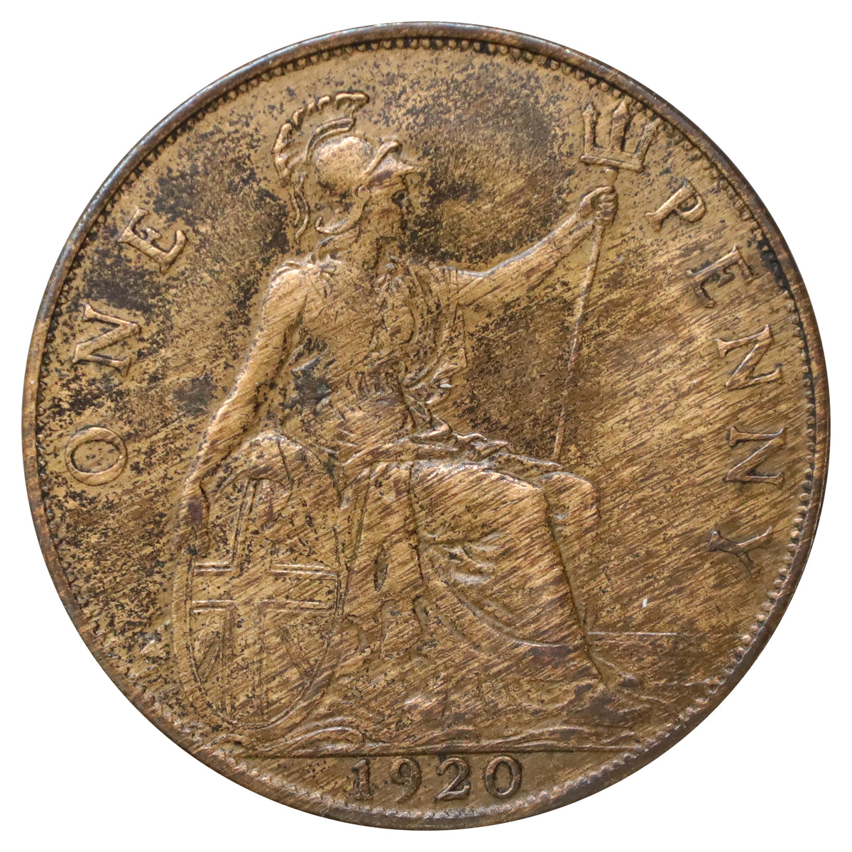 Great Britain 1920 Penny Almost Uncirculated (AU50)
