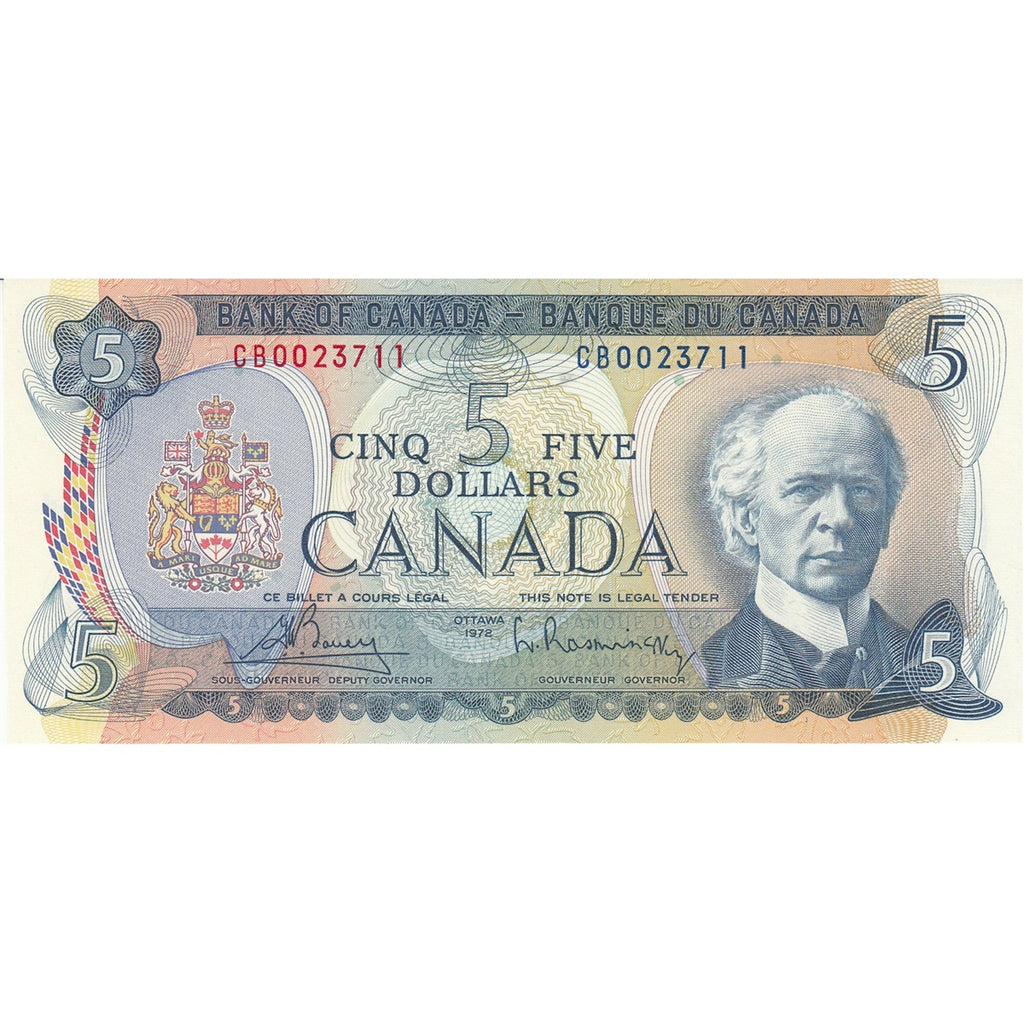 BC-48a 1972 Canada $5 Bouey-Rasminsky, CB, Choice Uncirculated (CUNC63)