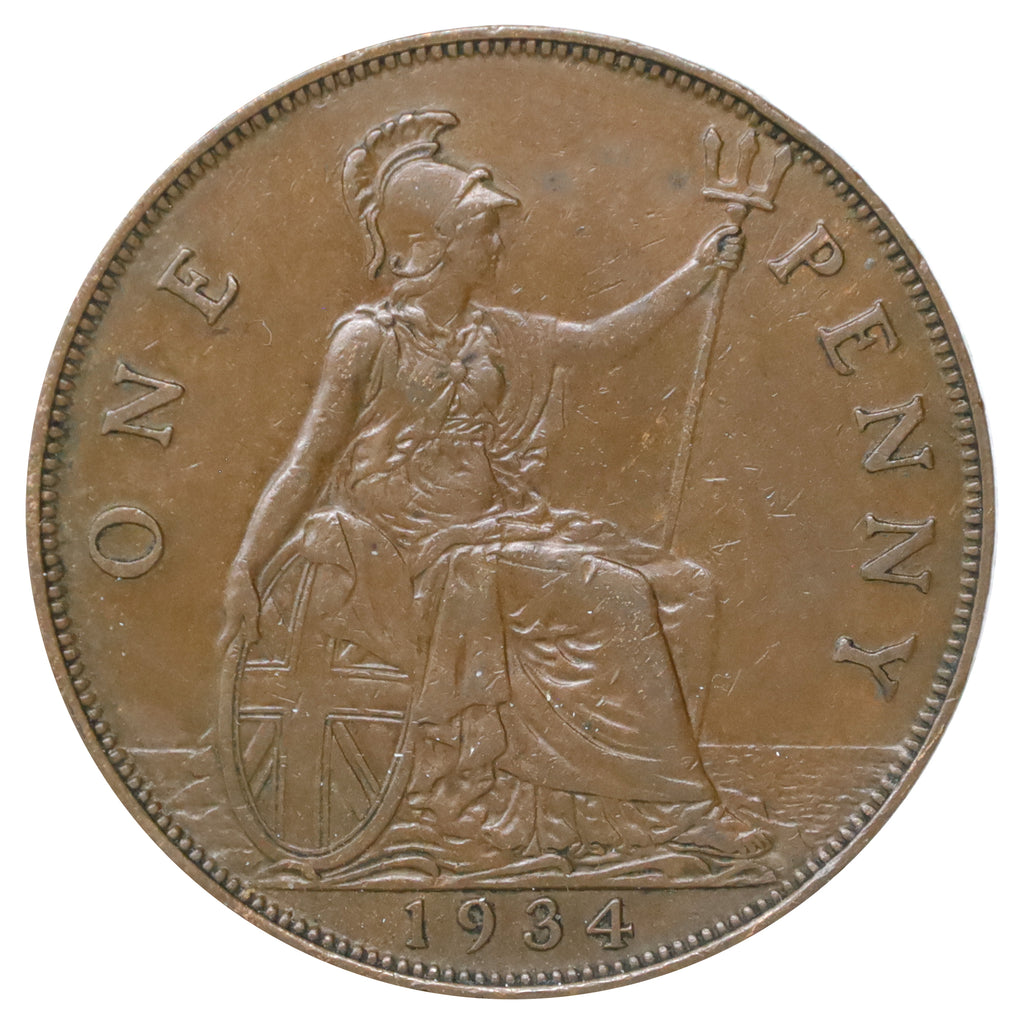 Great Britain 1934 Penny Almost Uncirculated (AU50)