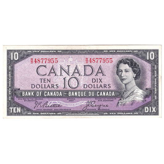 BC-40a 1954 Canada $10 Beattie-Coyne, R/D, VF-EF (VF30)