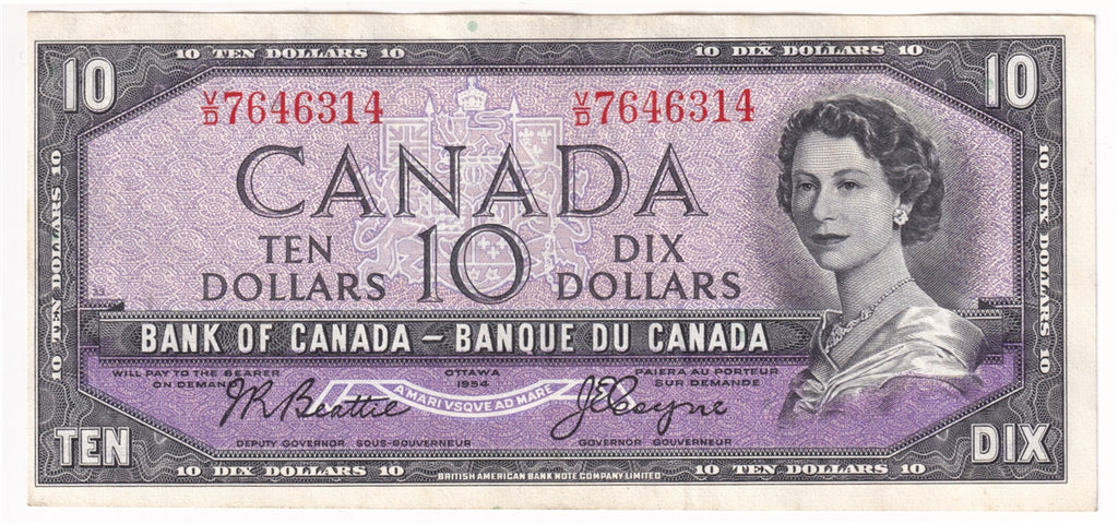 BC-40a 1954 Canada $10 Beattie-Coyne, V/D, EF