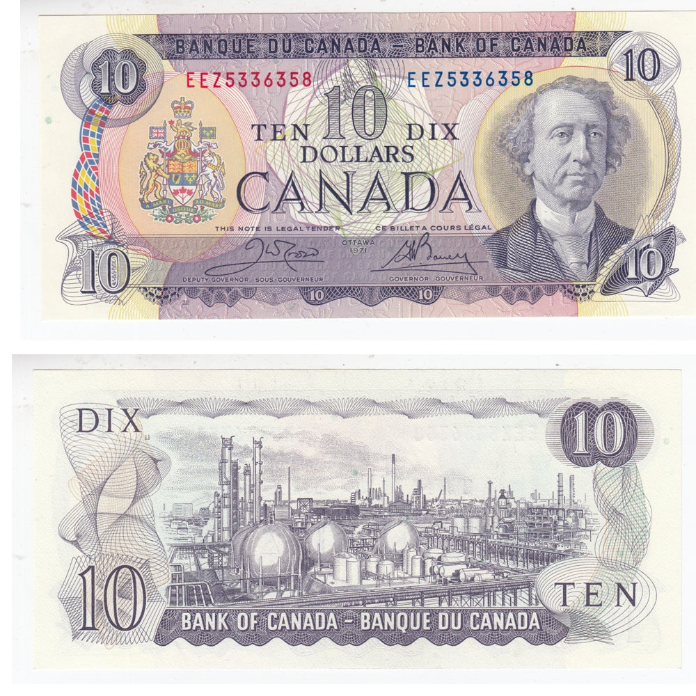 BC-49d 1971 Canada $10 Crow-Bouey, EEZ, Choice Uncirculated (CUNC63)