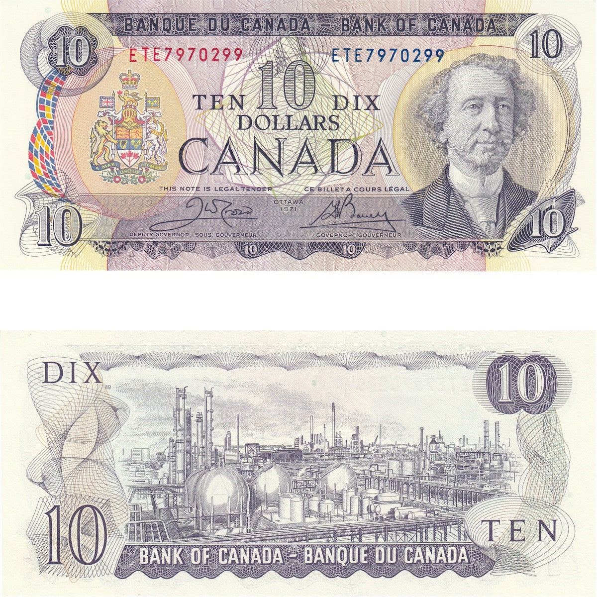 BC-49d 1971 Canada $10 Crow-Bouey, ETE, Uncirculated (MS60)