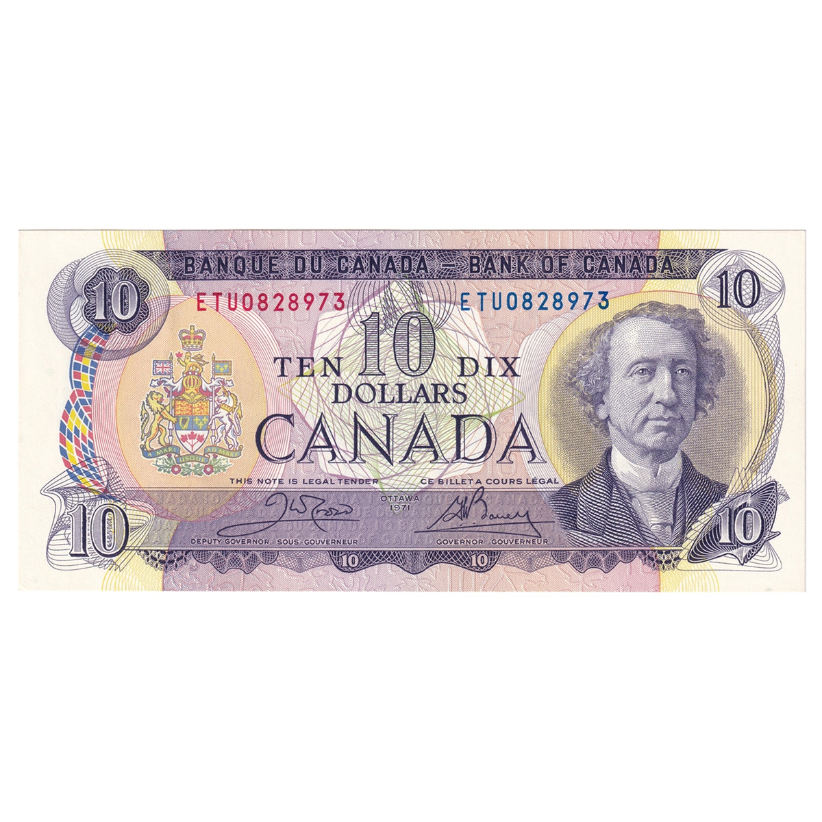 BC-49d 1971 Canada $10 Crow-Bouey, ETU, AU-UNC (AU55)