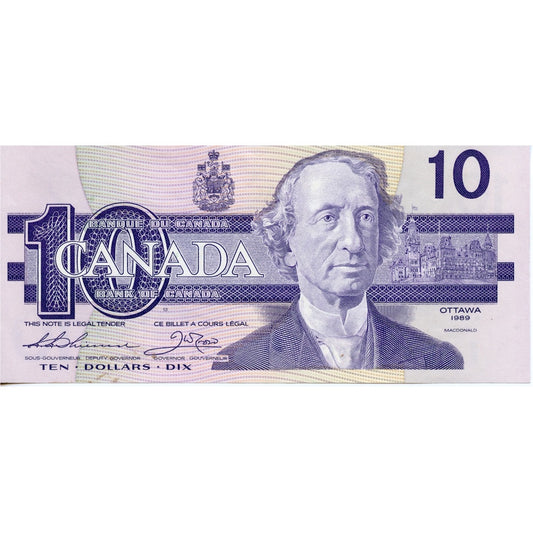 BC-57a 1989 Canada $10 Thiessen-Crow, ADB, AU-UNC