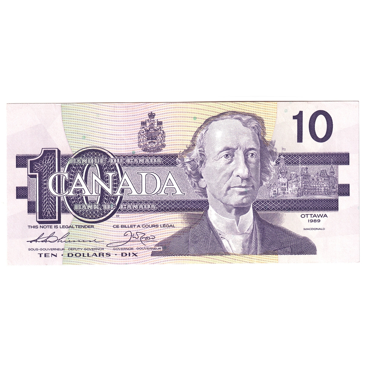 BC-57a 1989 Canada $10 Thiessen-Crow, AEB, AU-UNC (AU55)