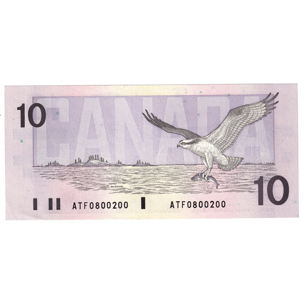 BC-57a 1989 Canada $10 Thiessen-Crow, ATF, AU-UNC (AU55)