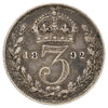 Great Britain 1892 3 Pence Very Fine (VF20)